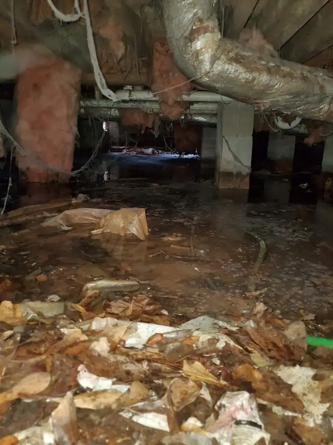 Crawl space flood assessment for Commercial Water Damage Restoration in Butner