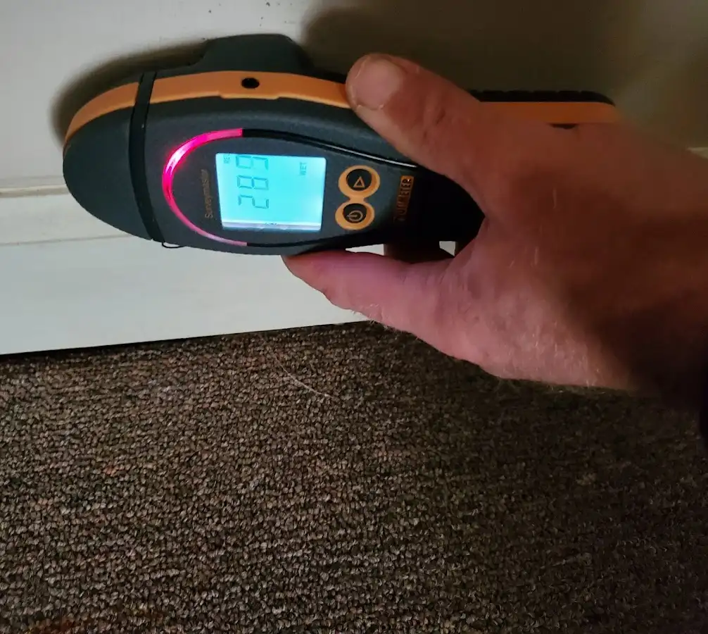 Moisture detection at baseboard during Sewage Cleanup & Sanitation in Butner